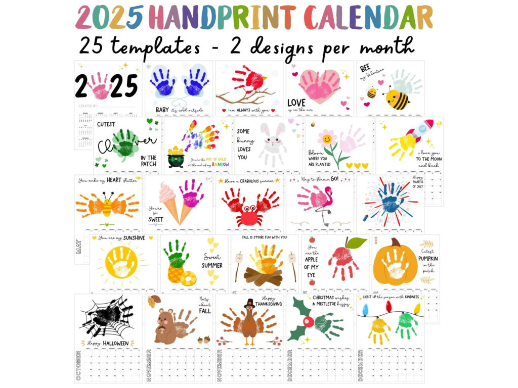 Handprint Calendar 2025, Printable Handprint Craft Bundle With Regard To Free Printable Handprint Calendar 2025