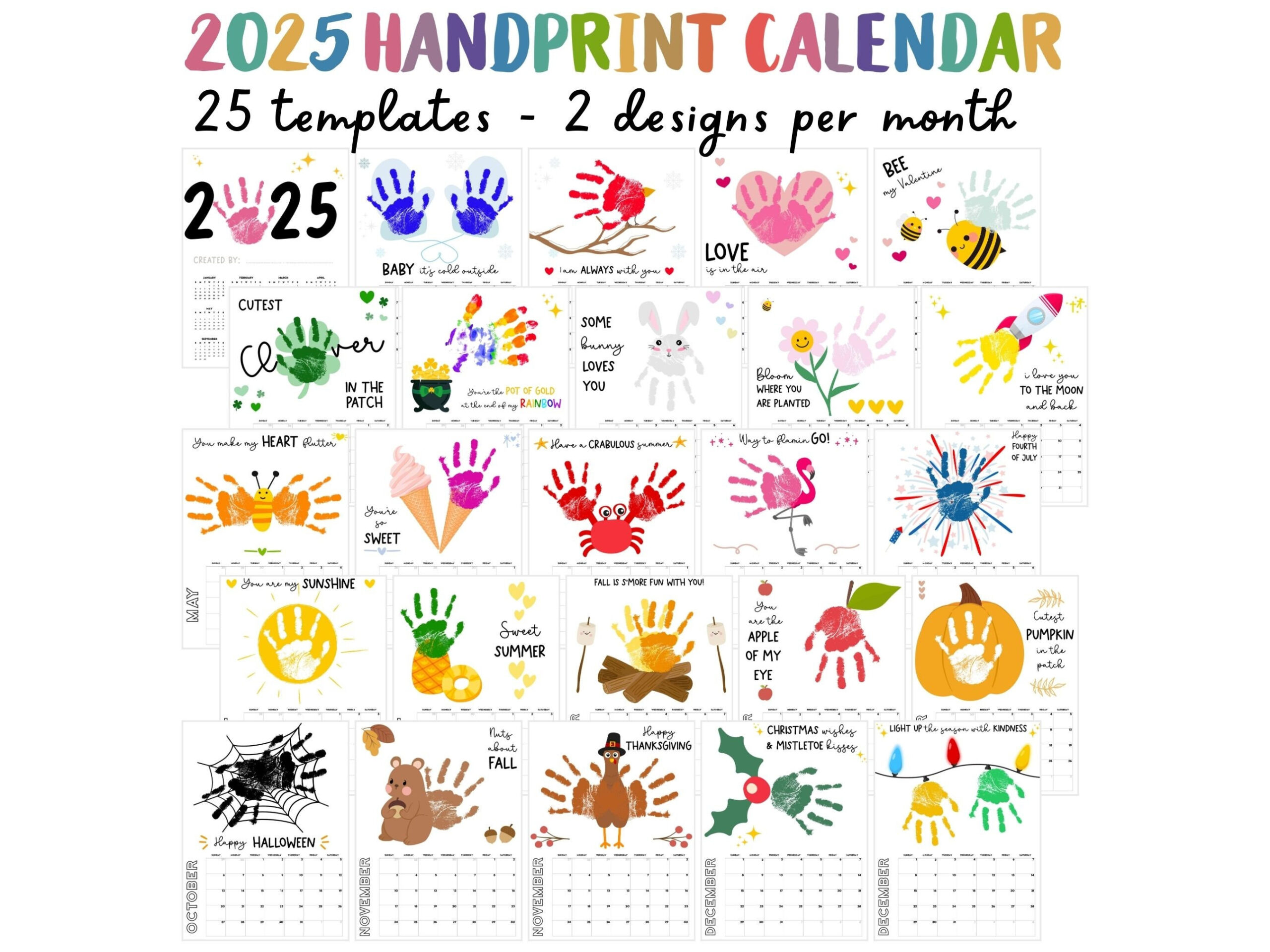 Handprint Calendar 2025, Printable Handprint Craft Bundle with regard to Free Printable Handprint Calendar 2025