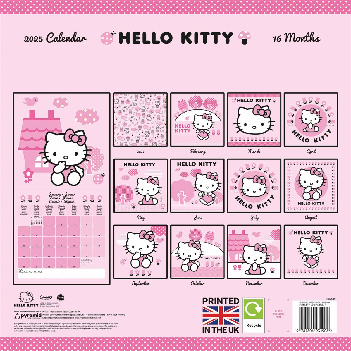 Hello Kitty Calendar 2025 for 12 Month Free Printable Hello Kitty Calendar 2025