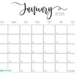 January 2025 Calendar   20 Cute & Free Printables | Saturdaygift For Calendar January 2025 Free Printable