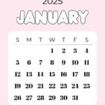 January 2025 Calendar   20 Cute & Free Printables | Saturdaygift Inside January 2025 Calendar Printable Cute