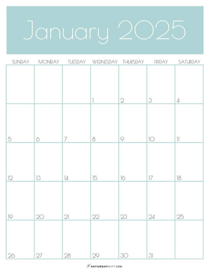 2025 Monthly Calendar Printable Portrait