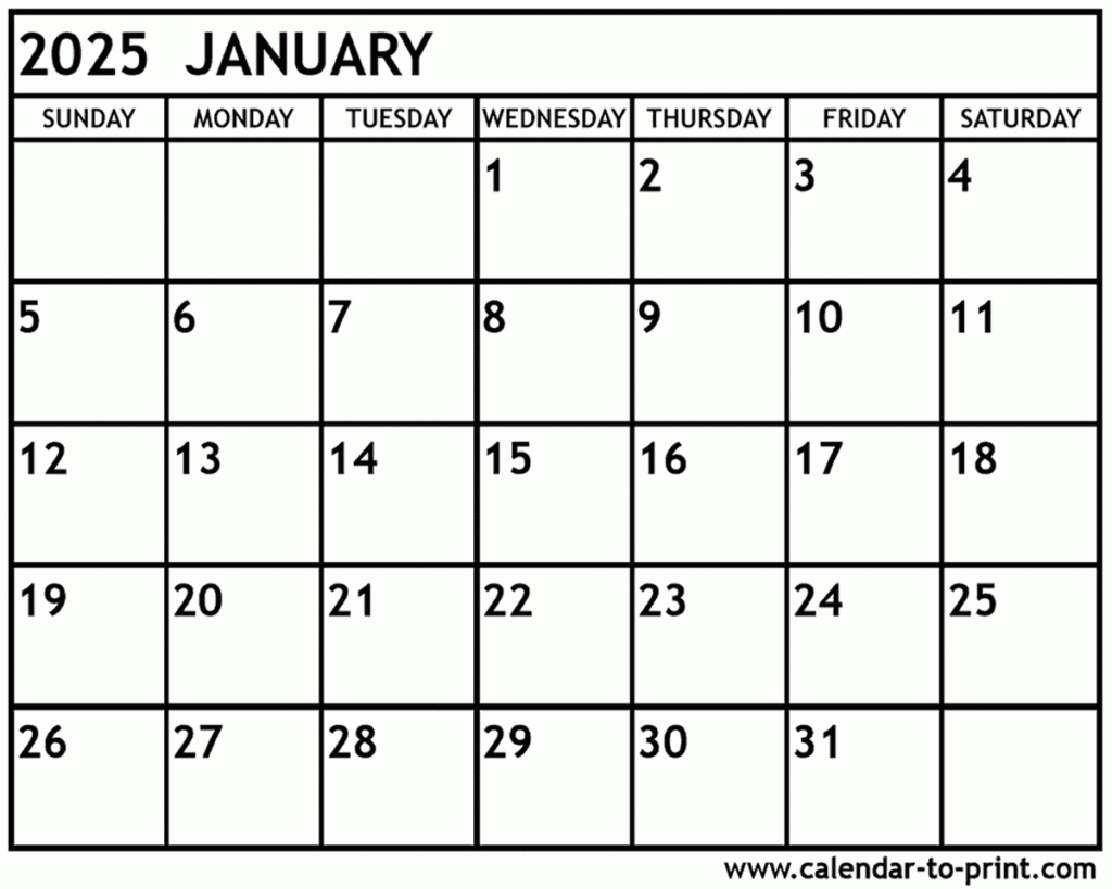 January 2025 Calendar Printable In January 2025 Printable Calendar With Holidays