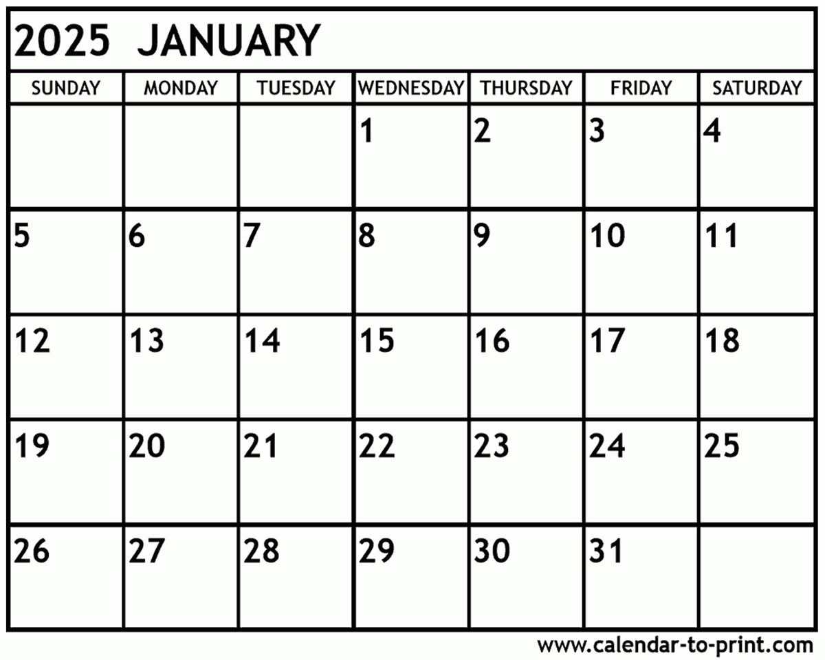 January 2025 Calendar Printable in January 2025 Printable Calendar With Holidays