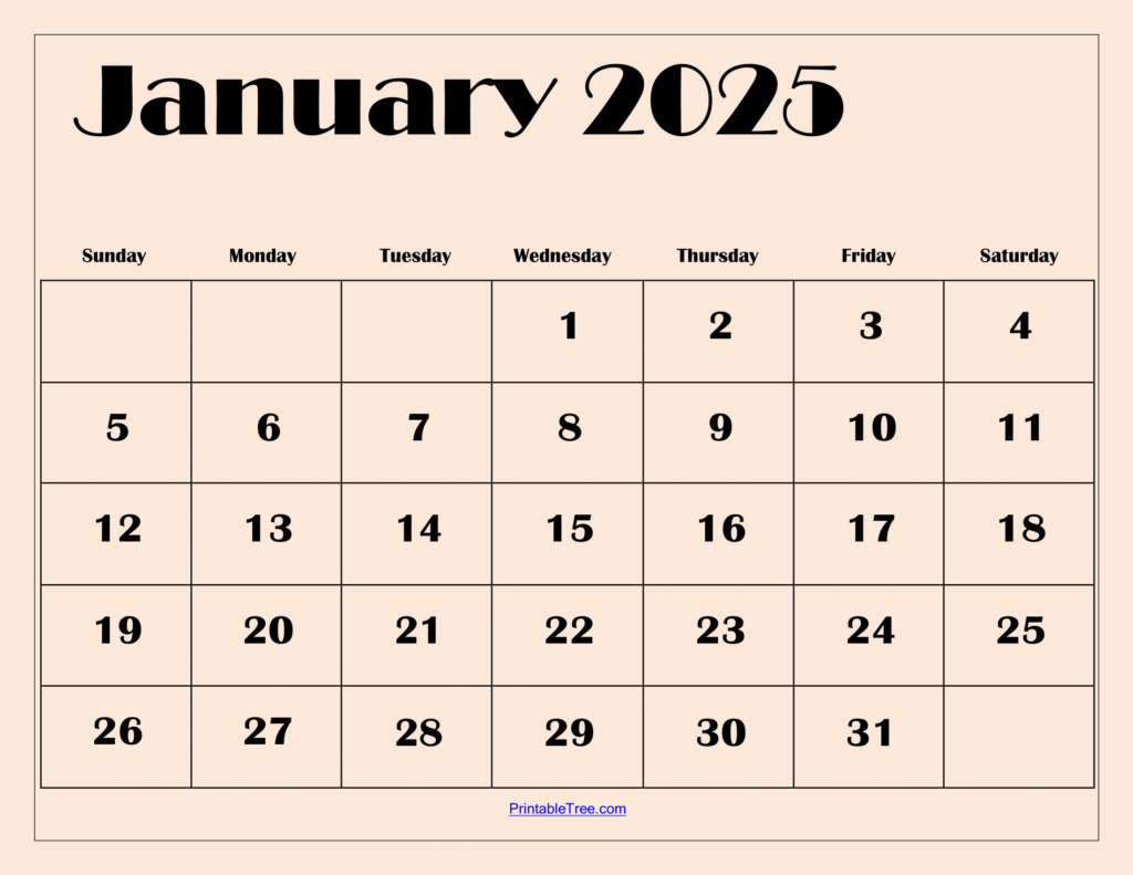 January 2025 Calendar Printable Pdf Template With Holidays In 2025 January Printable Calendar