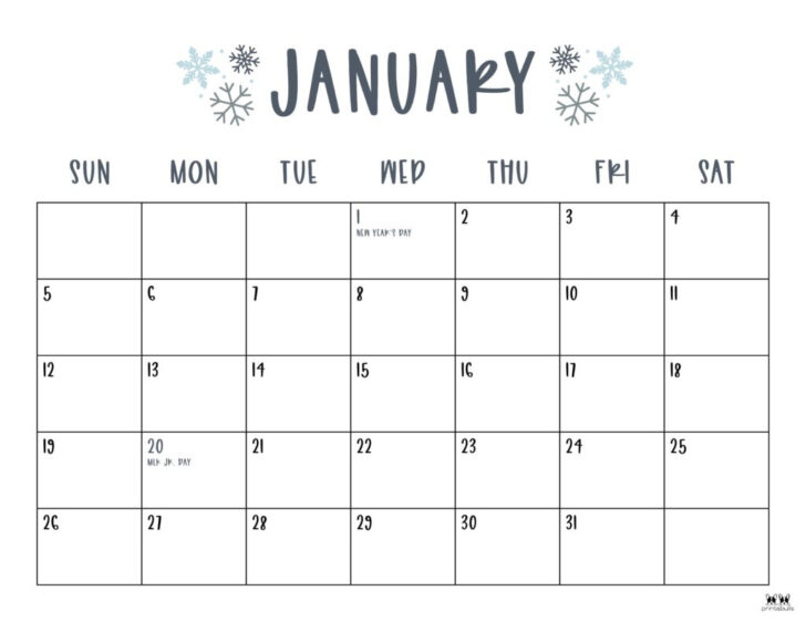 Blank Monthly Calendar Printable 2025