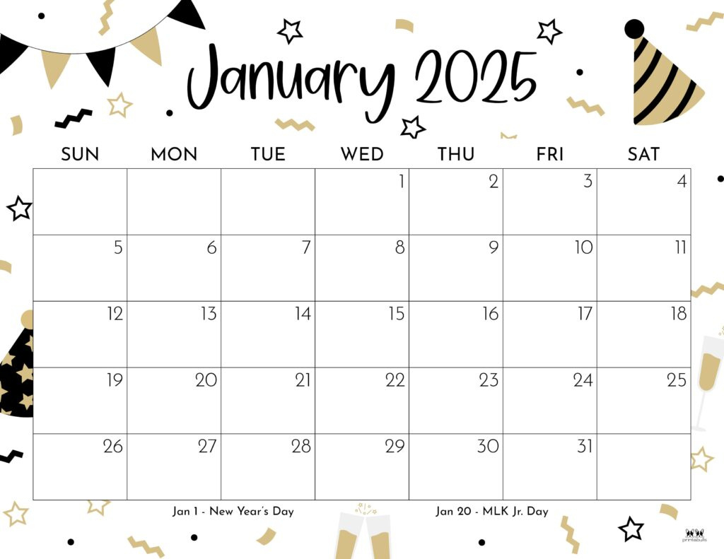 January 2025 Calendars - 107 Free Printables | Printabulls in Printable Jan 2025 Calendar