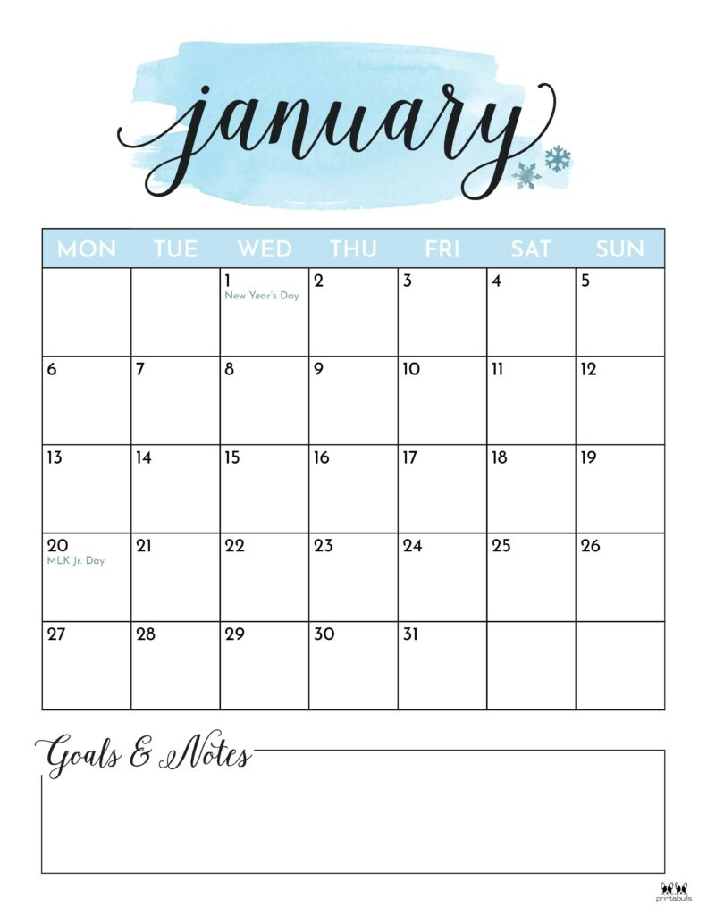 January 2025 Calendars - 107 Free Printables | Printabulls intended for Cute January 2025 Calendar Printable