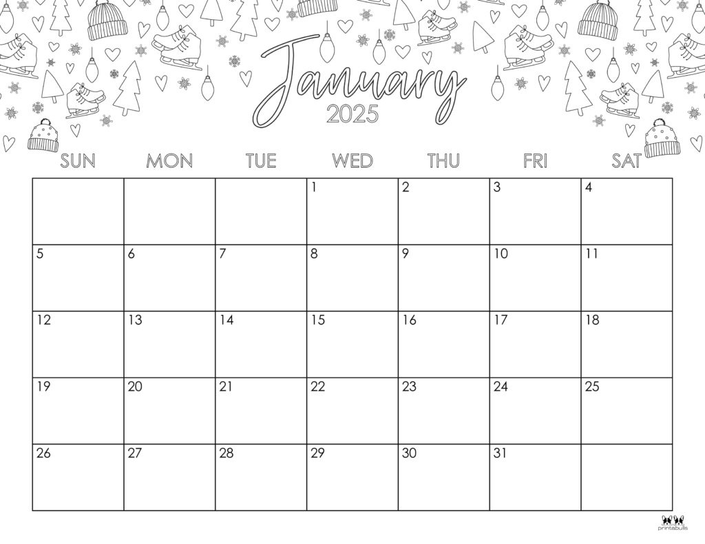 January 2025 Calendars - 107 Free Printables | Printabulls with regard to Cute Printable January 2025 Calendar