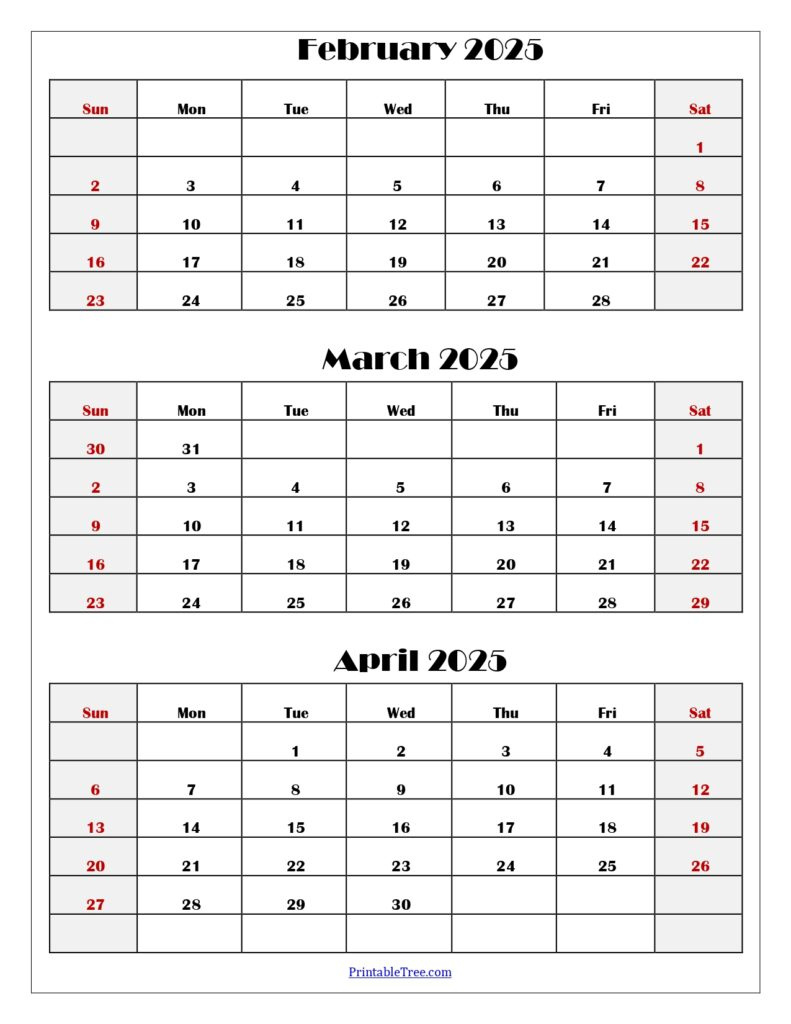 January To April 2025 Calendar Printable Pdf | Four Months Calendar with regard to February March April 2025 Calendar Printable