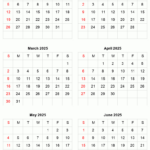 January To June 2025 Printable Calendar | Six Months Per Page For January To June 2025 Calendar Printable