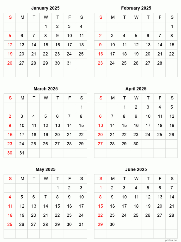 2025 Calendar Printable Month Per Page