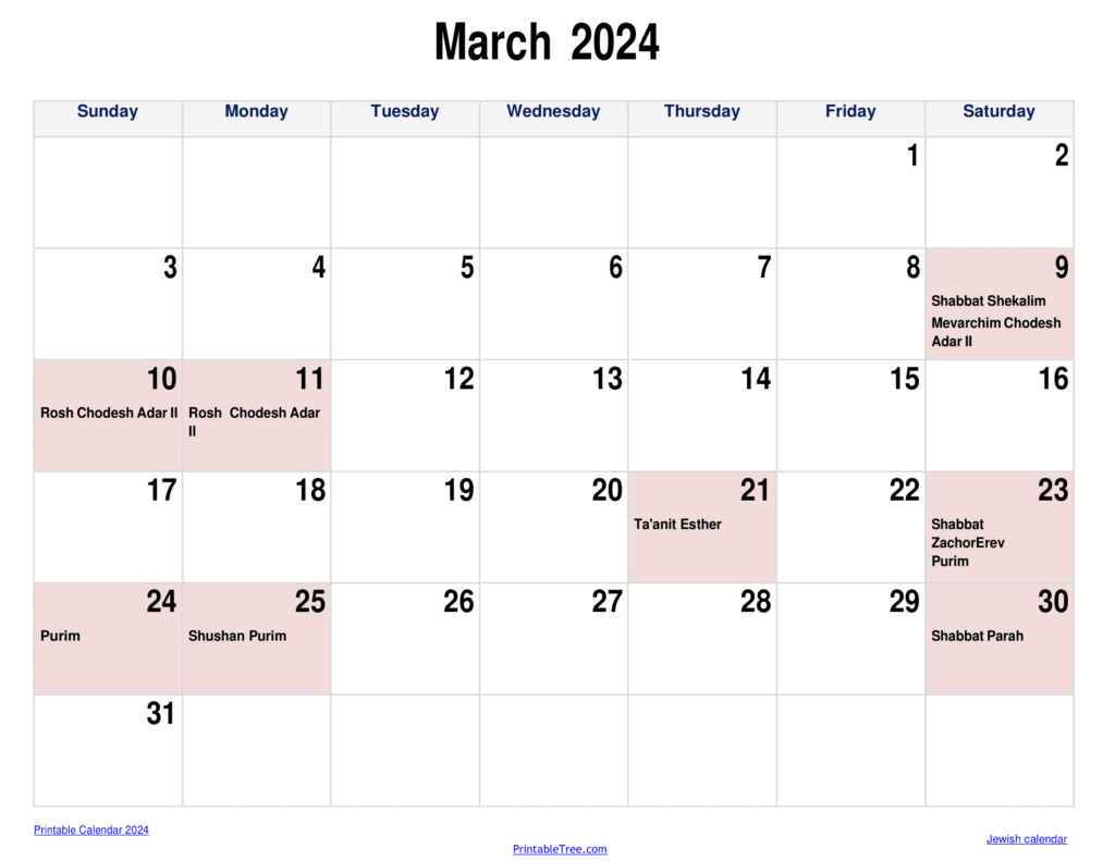 Jewish Calendar 2024, 2025 Pdf Templates With Jewish Holidays Lists In Jewish Calendar 2025 With Holidays Printable