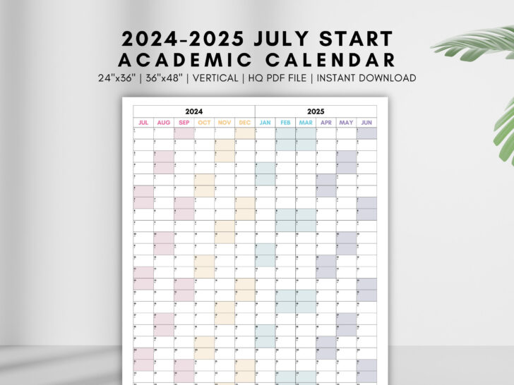 Printable Calendar July 2024-June 2025