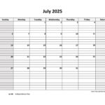 July 2025 Calendar Free Printable With Grid Lines Designed Pertaining To Free Printable Lined Calendar 2025