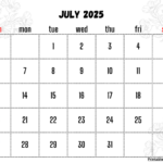 July 2025 Calendar Printable Pdf Template With Holidays For July 2025 Printable Calendar With Holidays