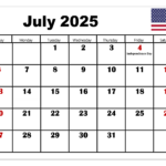 July 2025 Calendar Printable Pdf Template With Holidays For July 2025 Printable Calendar With Holidays