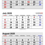 July 2025 Calendar | Templates For Word, Excel And Pdf For Printable Calendar 2025 June July August