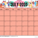 July 2025 Printable Calendar (52 Free Pdf Printables) Inside July 2025 Calendar With Holidays Printable Free