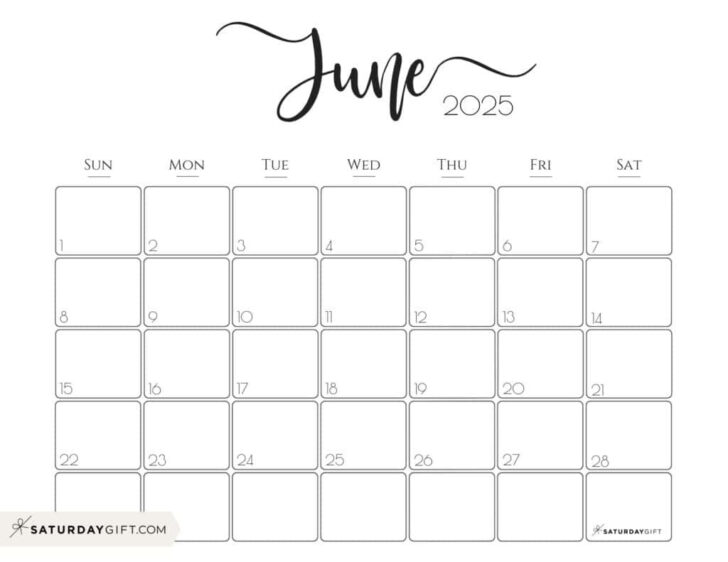 June 2025 Blank Calendar Printable Free