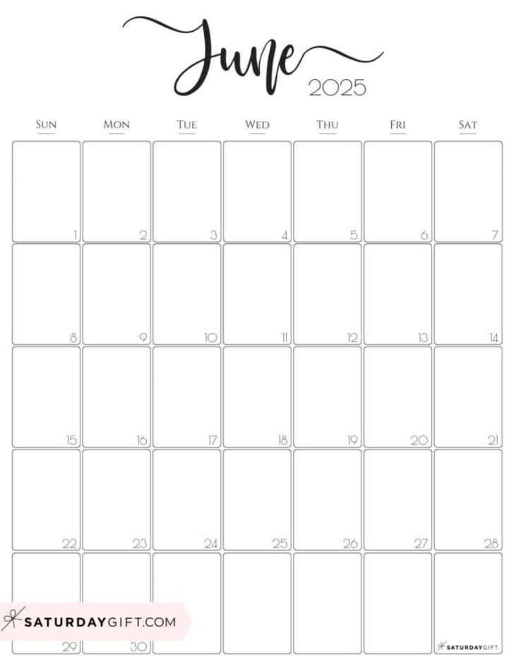 Blank June 2025 Calendar Printable