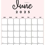 June 2025 Calendar   20 Cute & Free Printables | Saturdaygift Regarding June 2025 Calendar Printable Vertical