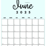 June 2025 Calendar   20 Cute & Free Printables | Saturdaygift Throughout Cute June 2025 Calendar Printable