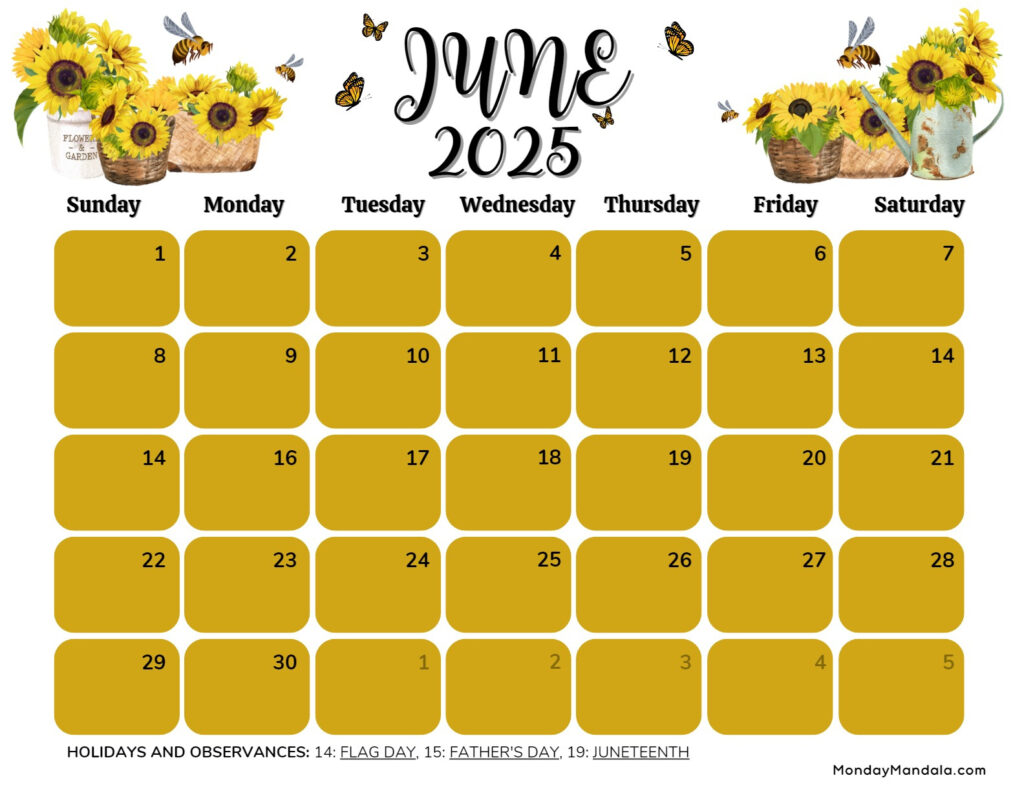 June 2025 Calendar (52 Free Pdf Printables) In Cute June 2025 Calendar Printable