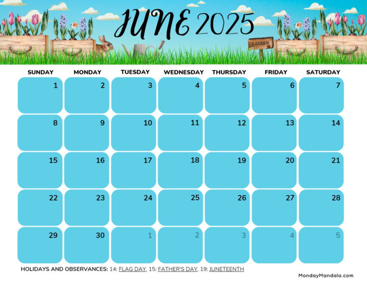 June Calendar 2025 Printable Free