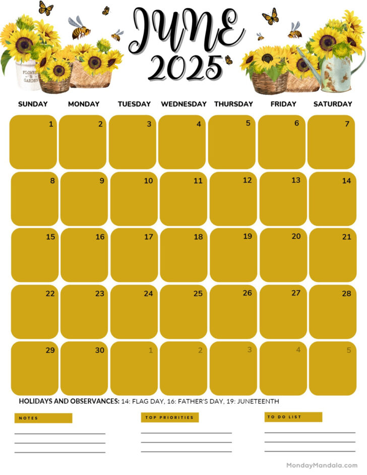 July 2025 to June 2025 Calendar Printable Free