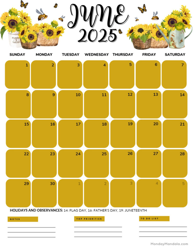 June 2025 Calendar (52 Free Pdf Printables) Throughout July 2025 To June 2025 Calendar Printable Free