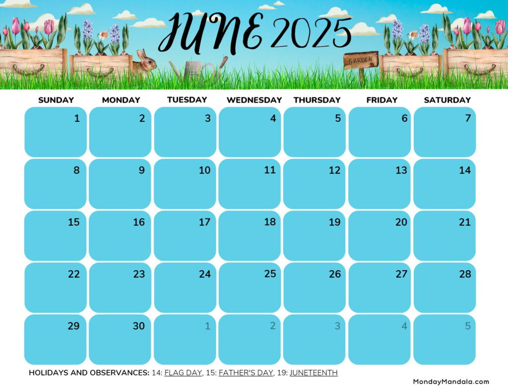 June 2025 Calendar (52 Free Pdf Printables) With June 2025 Calendar Free Printable