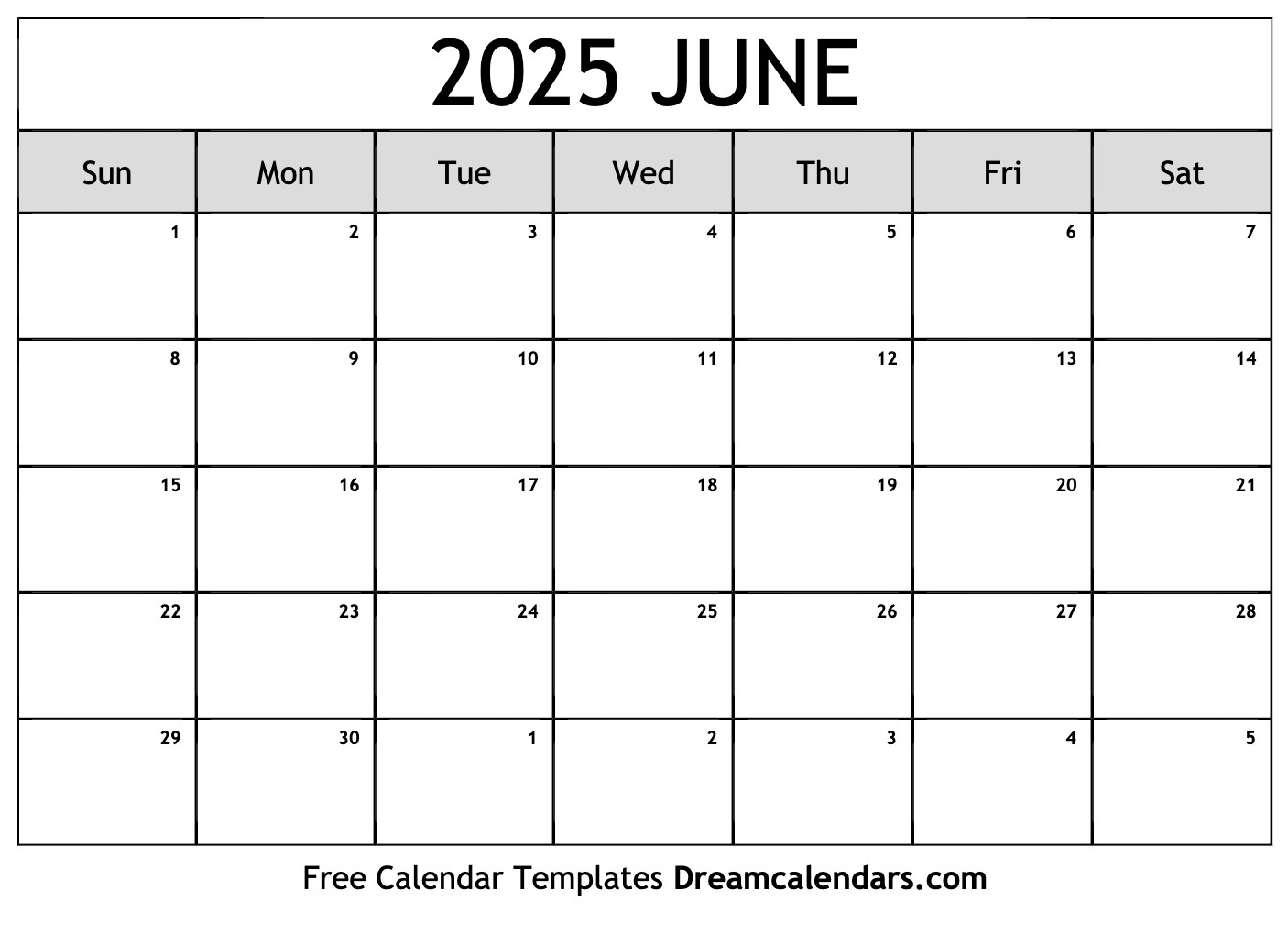 June 2025 Calendar - Free Printable With Holidays And Observances with August 2025-June 2025 Calendar Printable