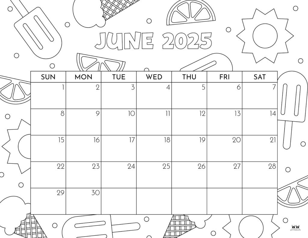 June 2025 Calendars - 107 Free Printables | Printabulls for Monthly Calendar Printable June 2025