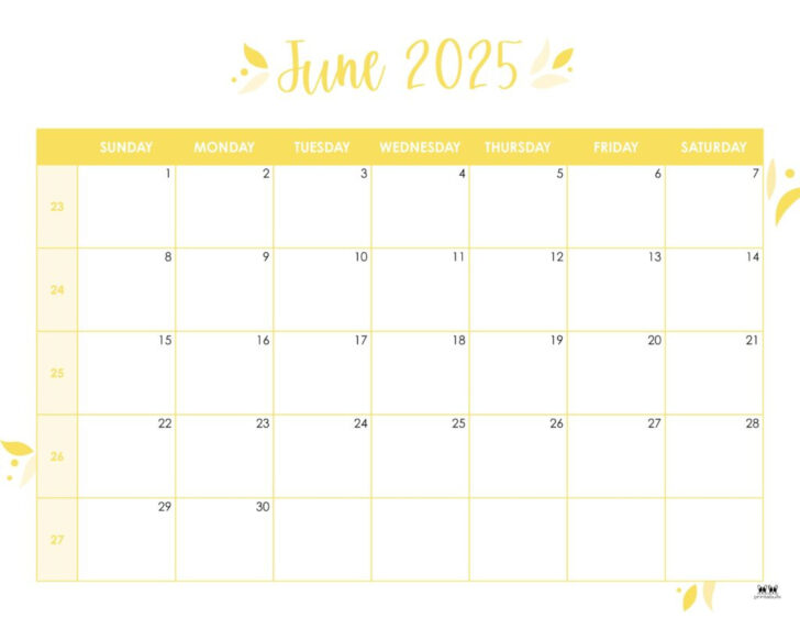 Printable Weekly Calendar June 2025