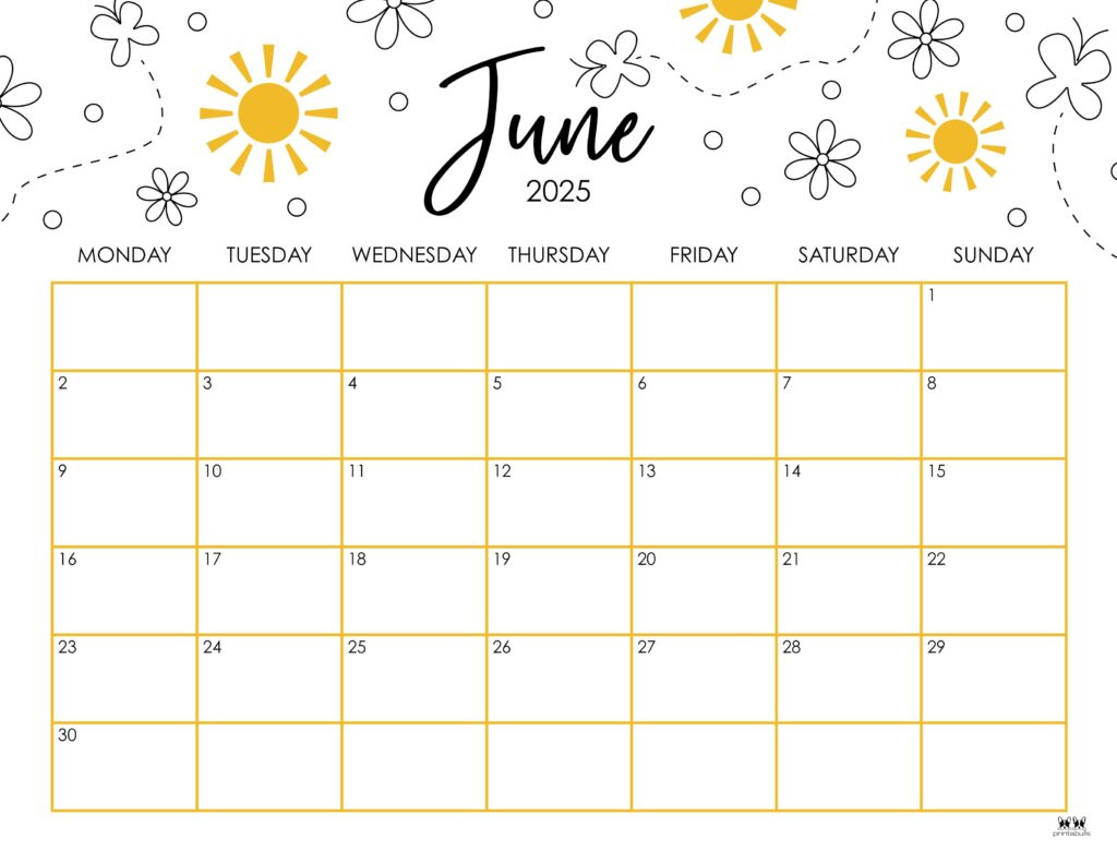 June 2025 Calendars - 107 Free Printables | Printabulls within June Calendar 2025 Free Printable