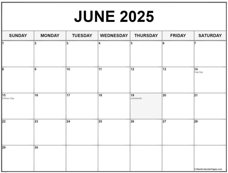 June 2025 Printable Calendar with Holidays