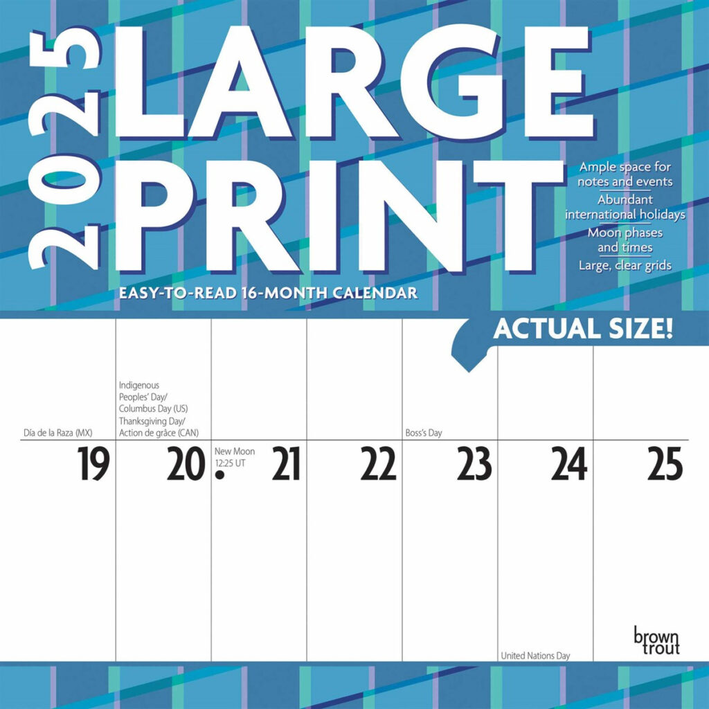 Large Print Calendar 2025 Throughout Large Print Calendar 2025 Printable