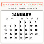 Large Print Monthly Calendar, 2025, Senior Citizen Calendar With In Large Printable Calendar 2025