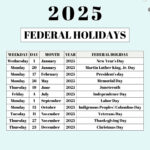 List Of Federal Holidays 2025 In The U.s. | Saturdaygift Intended For 2025 Federal Holiday Calendar Printable