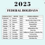 List Of Federal Holidays 2025 In The U.s. | Saturdaygift Intended For Printable Calendar 2025 Holidays List