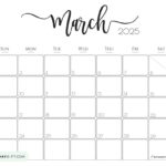 March 2025 Calendar   20 Cute & Free Printables | Saturdaygift For Free Monthly 2025 Calendar Printable