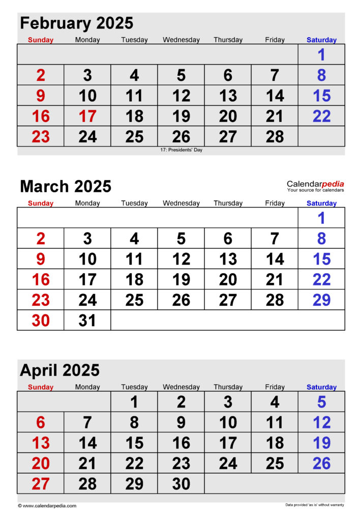 March 2025 Calendar | Templates For Word, Excel And Pdf With Feb March April 2025 Calendar Printable