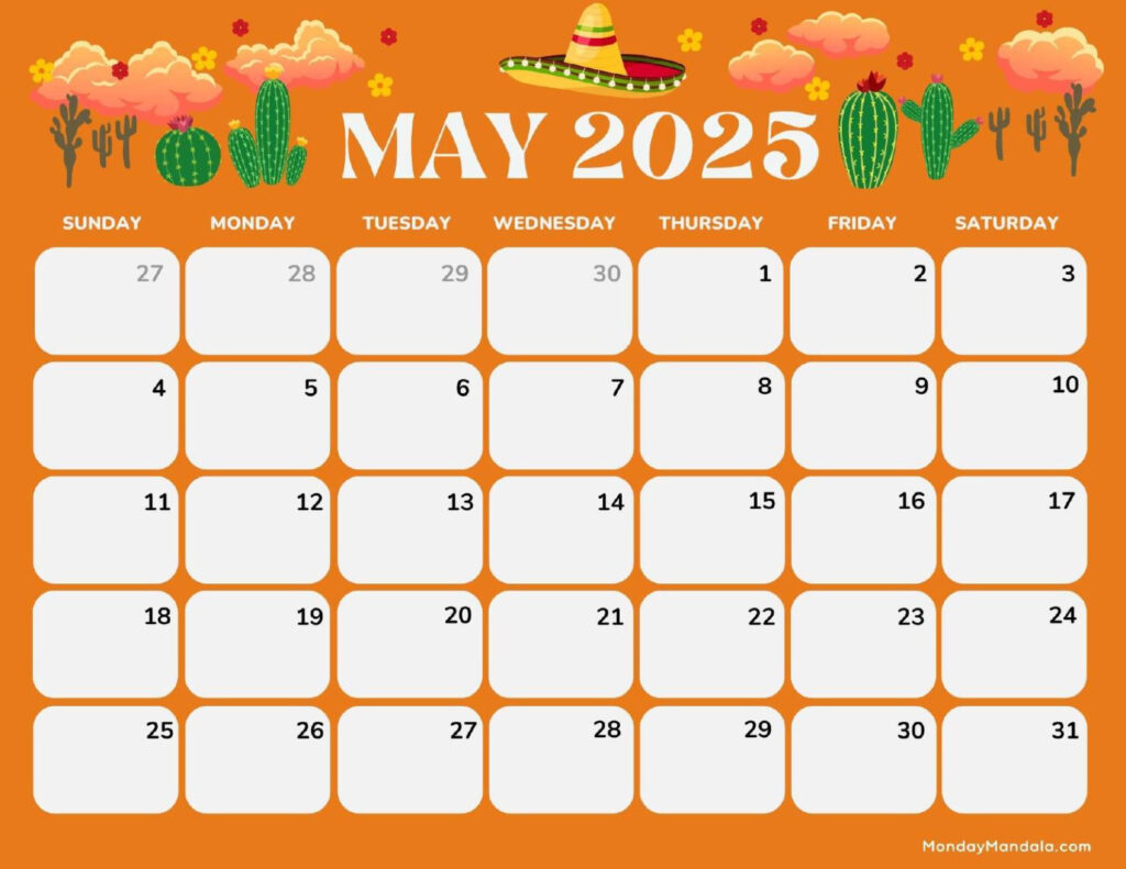 May 2025 Calendar (52 Free Pdf Printables) Within Cute May 2025 Calendar Printable