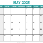 May 2025 Calendar (Free Printable) – Diy Projects, Patterns Inside 2025 Calendar Monthly Printable Free