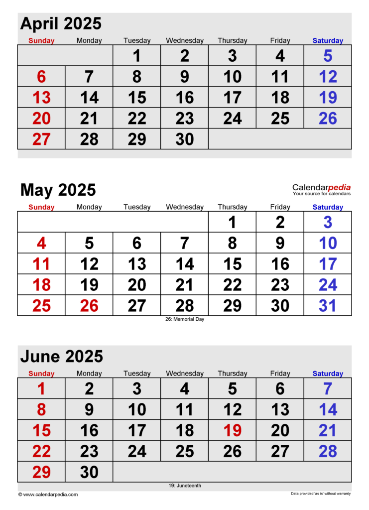 May 2025 Calendar | Templates For Word, Excel And Pdf With April May June 2025 Calendar Printable