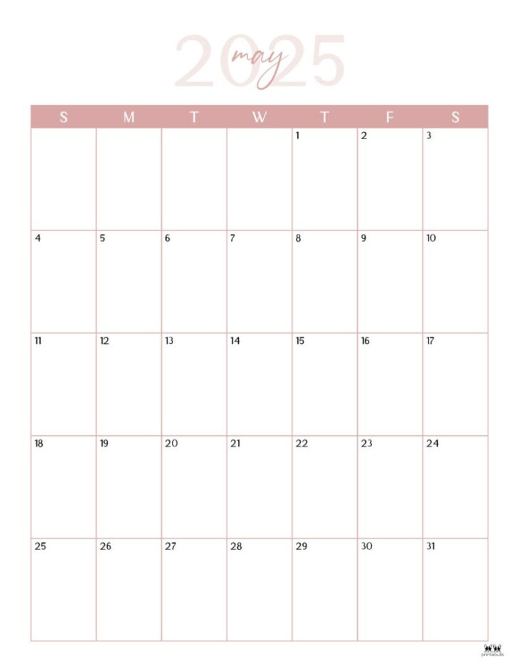 May 2025 Calendar with Notes Printable