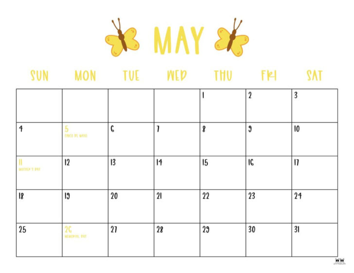 May 2025 Calendar Printable with Holidays