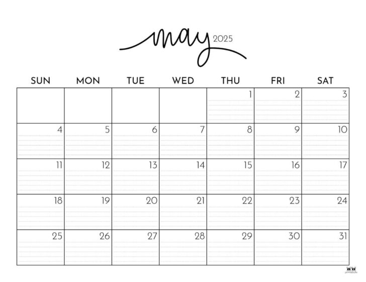 Blank Calendar May 2025 Printable