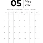 May 2025 Calendars   Free Printable & Fillable Pertaining To August 2025 May 2025 Calendar Printable